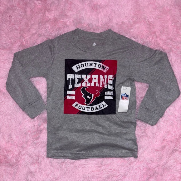 NFL Kids Gray and Red Houston Texans Long Sleeve Tee - Picture 1 of 3